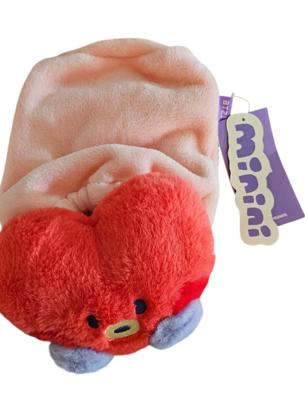 BT21 TATA Minini Character Cushion Throw Blanket Bag Red Heart NEW